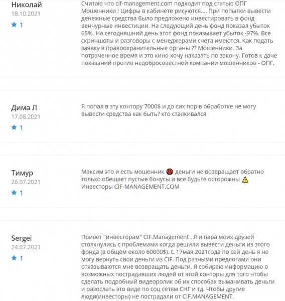 Детальный обзор сомнительной конторы CIF Management — уже не работает? Отзывы.