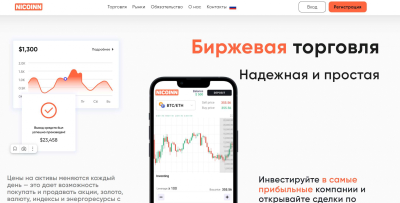 Фейковый брокер NICOINN — скорее всего клон-лохотрон и очередной развод. Как вернуть деньги?
